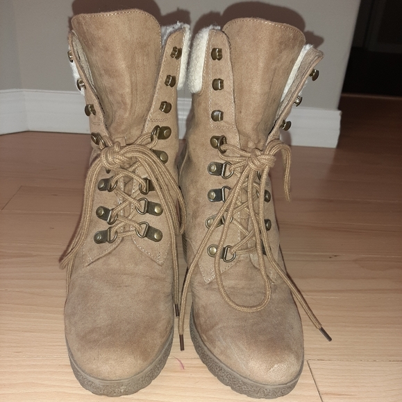 Tan Lace-up Booties - Picture 3 of 4